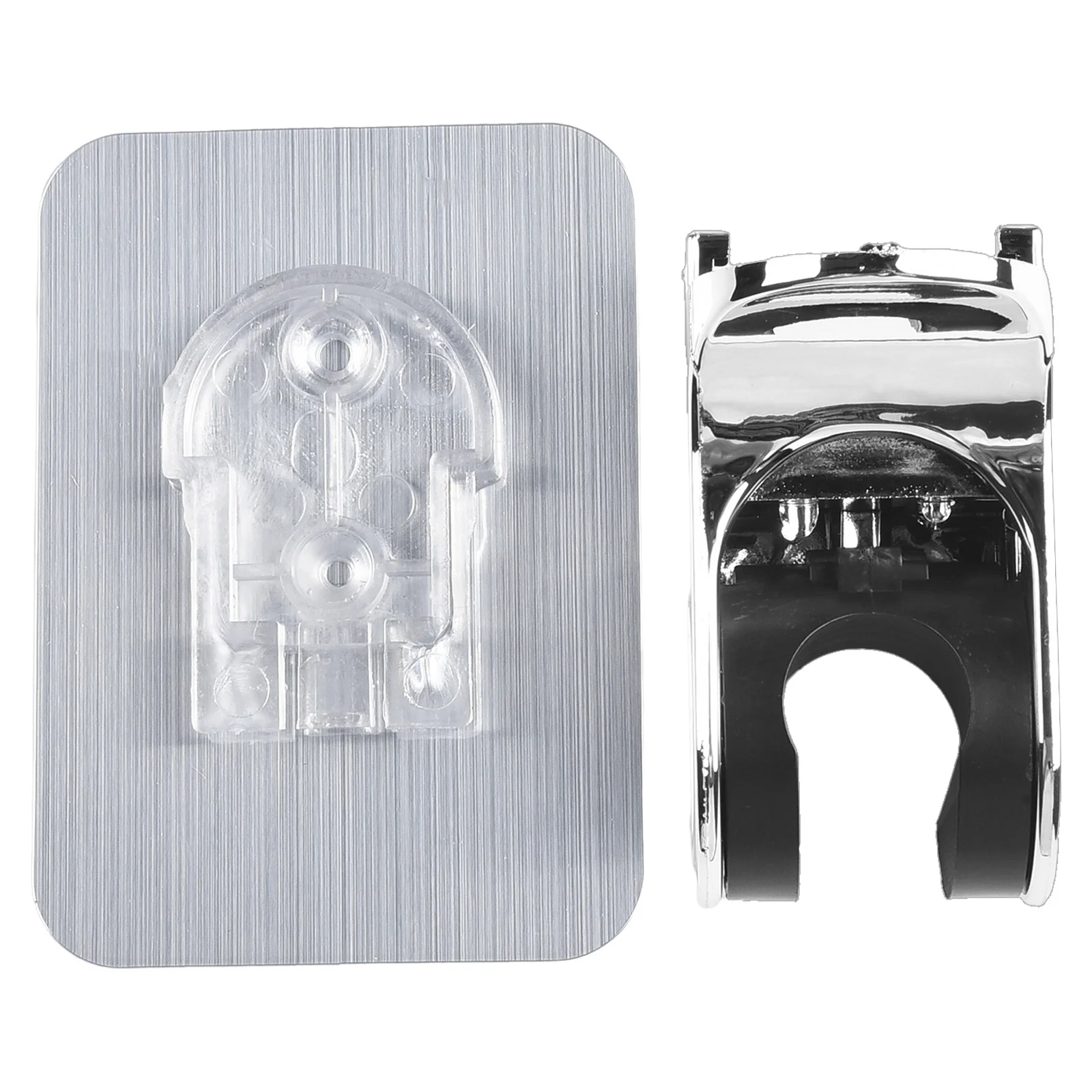 Práctico soporte de ducha impermeable, soportes de ducha, soporte ajustable, soportes para auriculares de baño, soporte de pared plateado