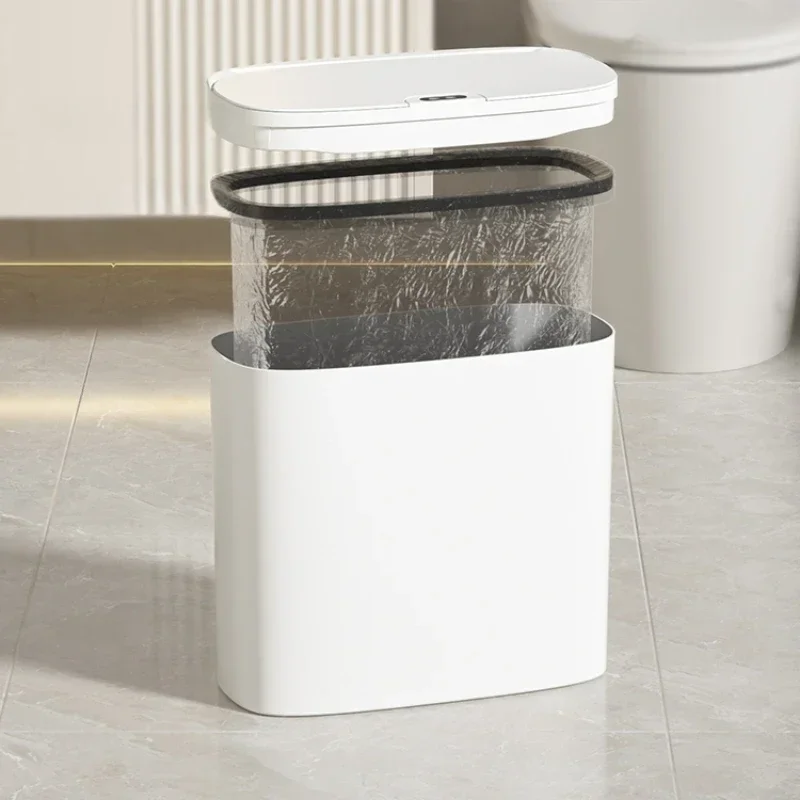 14L Bathroom Smart Trash Can Wall Mounted Waterproof Garbage Bin Automatic Sensor Wastebasket Narrow Dustbin for Kitchen