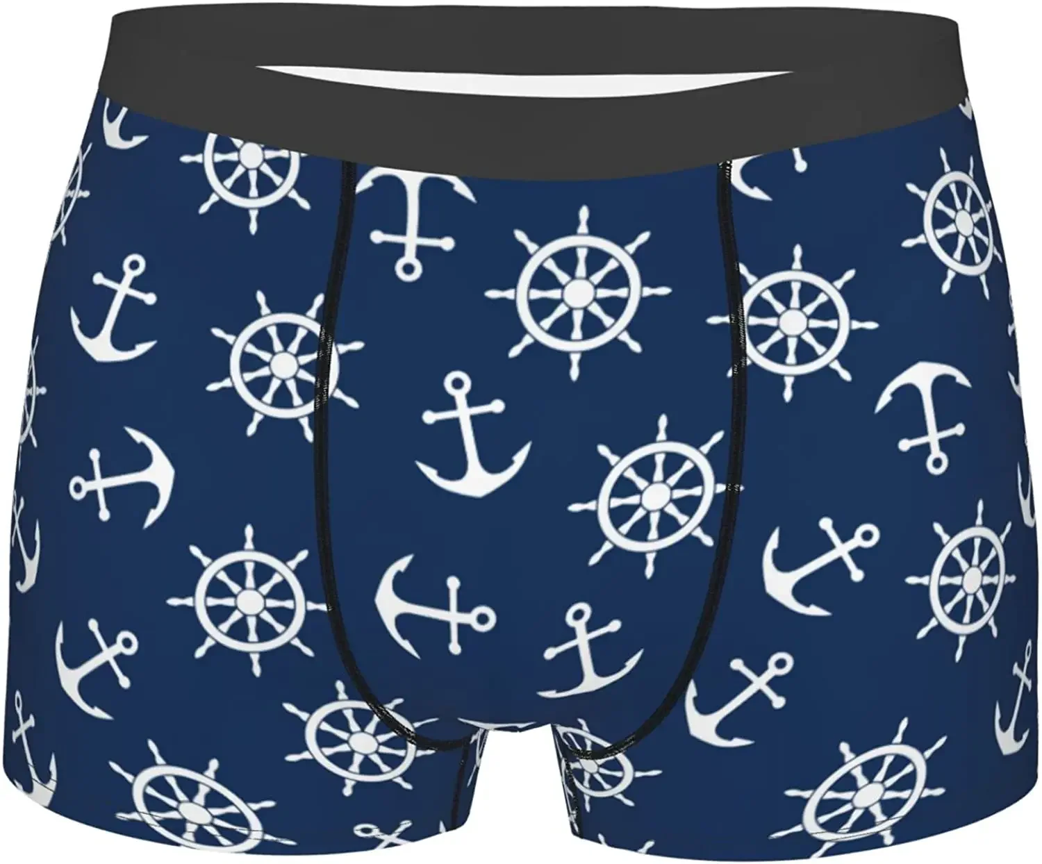 Blue Boat Anchor Rudder Men's Boxer Briefs Colorful LGBT Underwear Trunks Soft Stretch Sport Boxer Briefs Fitness for Men Boys