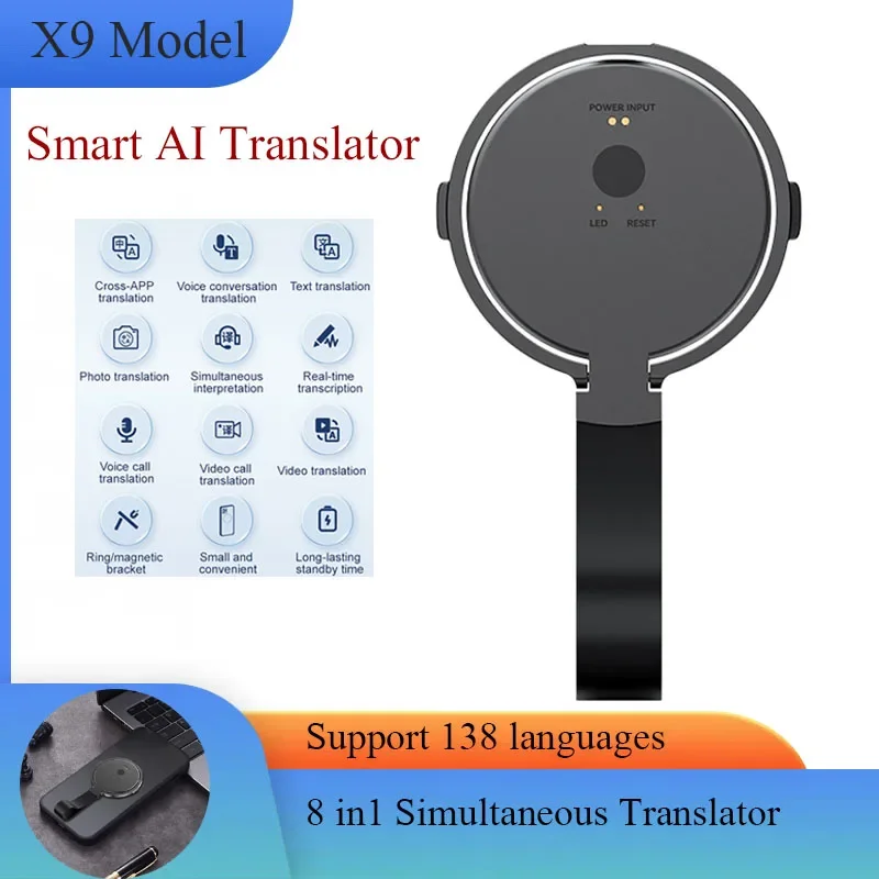 

Intelligent Translator Magnetic Bracket 138 Languages Translator Simultaneous Interpretation Voice Photo Text Video Translator