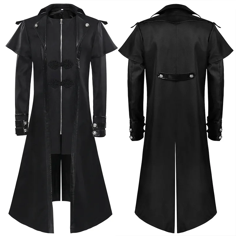 Mittelalter liches Piraten kostüm Steampunk Vintage Trenchcoat Gothic Herren Smoking Jacke viktoria nischen Karneval Party Cosplay Kostüm