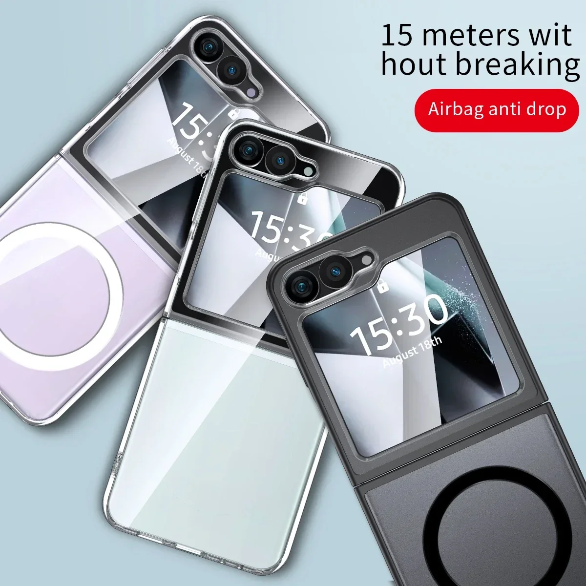 

For Samsung Galaxy Z Flip 6 Magnetic Wireless Charging Phone Case Hard PC + TPU Soft Edge Shockproof Protect Cover Cases