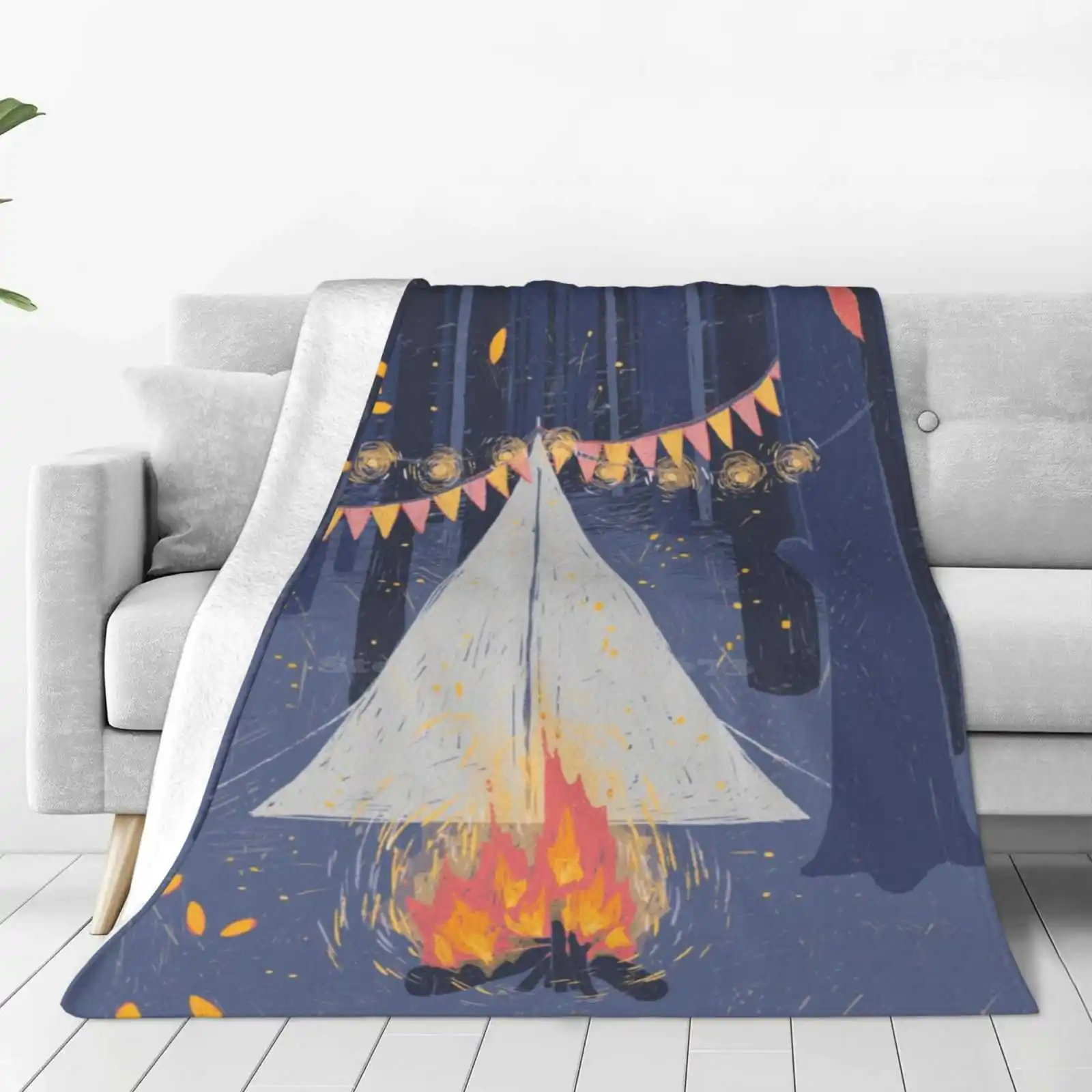 Camp Four Seasons Comfortable Warm Soft Throw Blanket Summer Night Camping Tent Glamping Outdoor Outside Explore More Adventure