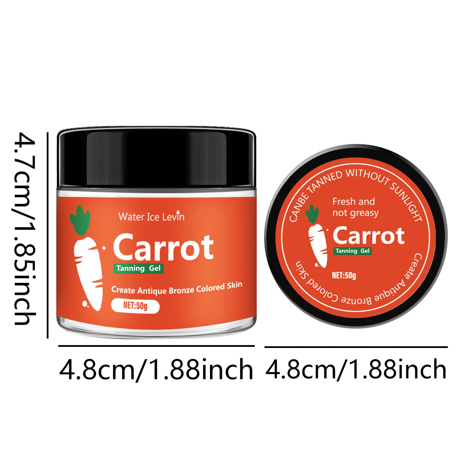 Carrot Tanning Gel, Alcohol-Free, Lightweight and Easy to Apply, with a Fresh Carrot Scent, Suitable for All Skin Types for Daily Use, Friendly to Light Brown Skin Tones, Perfect Gift, No Sun Exposure Needed