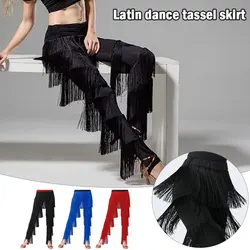 Abbigliamento da ballo da donna Cintura elastica Nappa Pantaloni da ballo latino Tango Cha-Cha Performance Costume Pantaloni con frange a strati