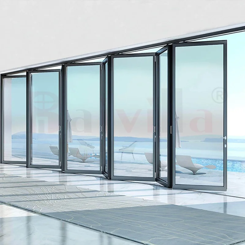 High-quality double-fold sliding double-glazed aluminum doors and windows for modern residences