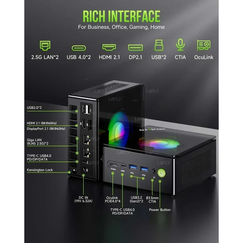 كمبيوتر ألعاب صغير GMKtec K11 Ryzen 9 8945HS Radeon 780M Windows 11 Pro DDR5 32GB 1TB SSD WIFI6 BT5.2 2.5GLan كمبيوتر صغير لألعاب الكمبيوتر