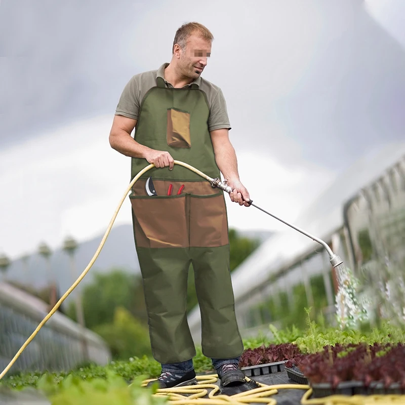 

Durable Oxford Material Gardening Apron Knee Length Protection With Big Pockets Stay Clean And Organized While Pruning Planting