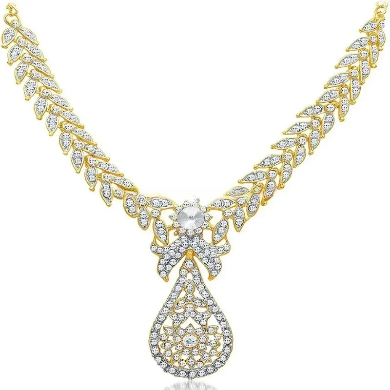 Charming 18k yellow molded piece long Haram pendant necklace, full of real diamonds multi-colored boutique jewelry order