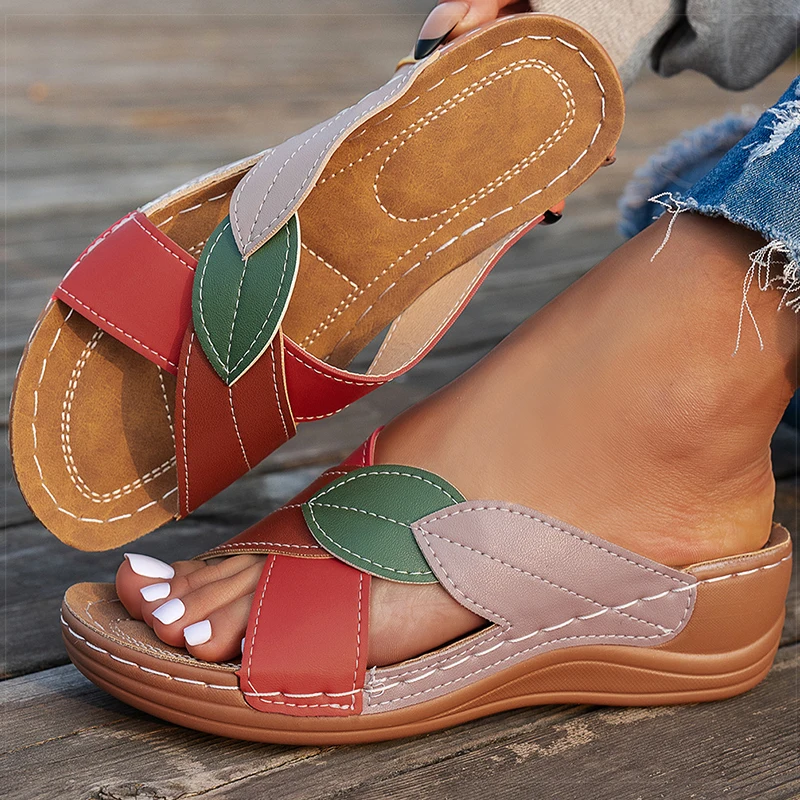 Women's Sandals Comfortable Wedges Heels Sandals Summer 2025 Shoes Woman Heeled Slippers Women Summer Footwear Chaussures Femme  image 5