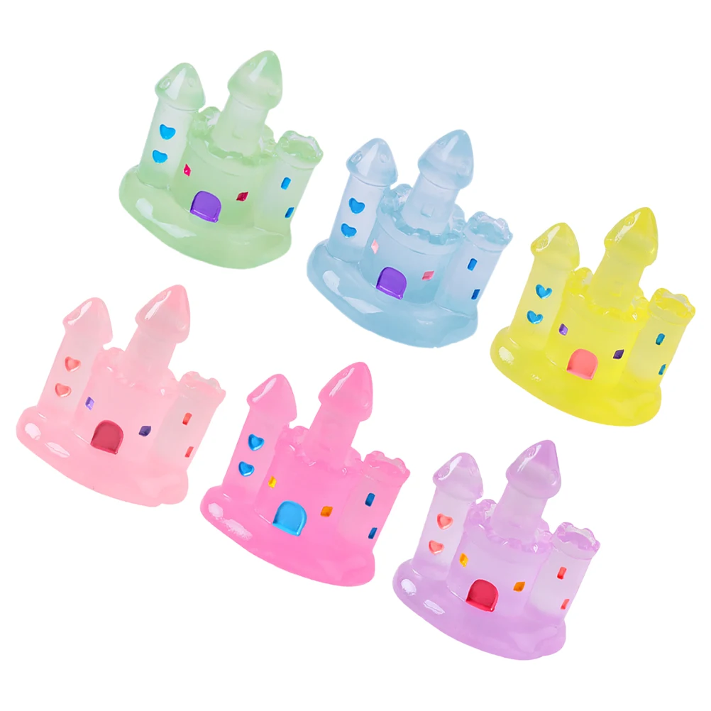 6 Stück Harz Fee Garten Statue Schloss Dekor Mini Landschaft DIY Harz Blumentopf Dekoration Blumentopf Märchenhaus