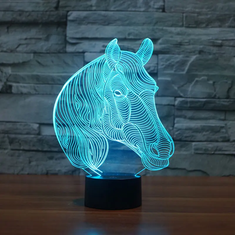 2017 Horse Decoration Horse Racing Toy USB 3D night light Table Lamp Led Toys creative collection gift boxed