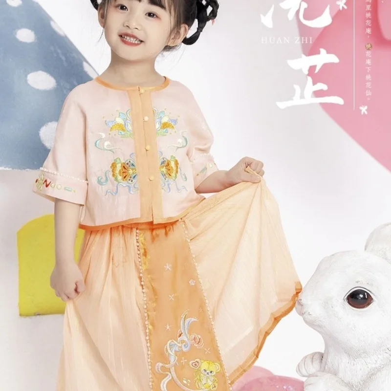 Xizi asheed Hanfu-ropa de verano para niña, conjunto de falda, Super Fairy, estilo antiguo, vestido para niña pequeña, estilo chino, Tang mejorado, nuevo