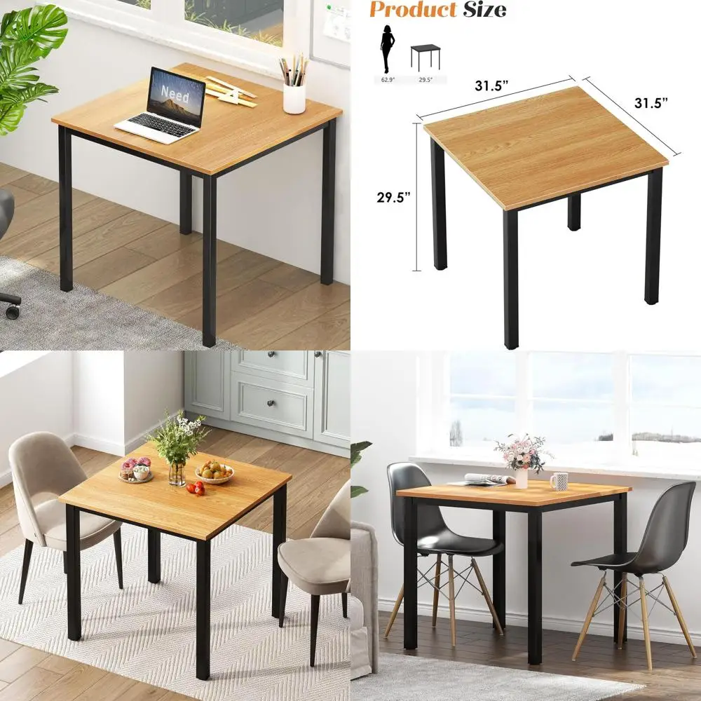 

Sturdy 31.5 Teak-Colored Small Square Dining Table, Ideal for Writing Desks and Compact Spaces
