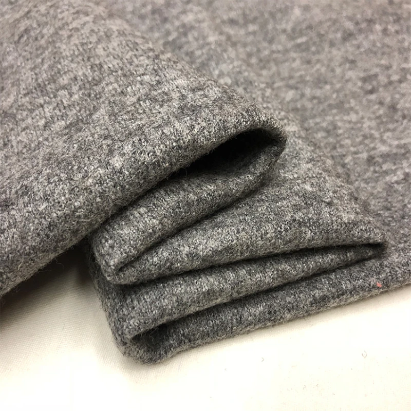 Pure Wool Cashmere Fabric European Brand Autumn Winter Fashion Gray Stretch Knitted Sweater DIY Sew Clothing Fabrics Per Meter