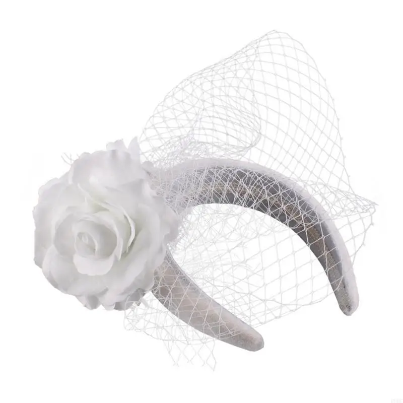 39BC Vintage Headband Pillbox Hat Feathers Headband Fascinator for Wedding Party