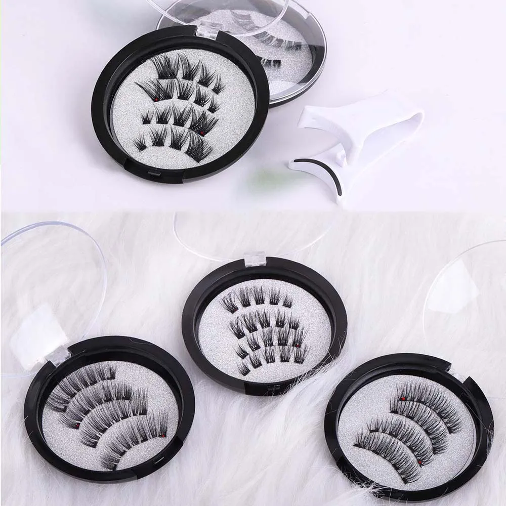 Magnetic Magnetic False Eyelashes D Curl Reusable Magnetic Eyelashes with Clip Glue Free 3D Extension False Eyelash Clusters