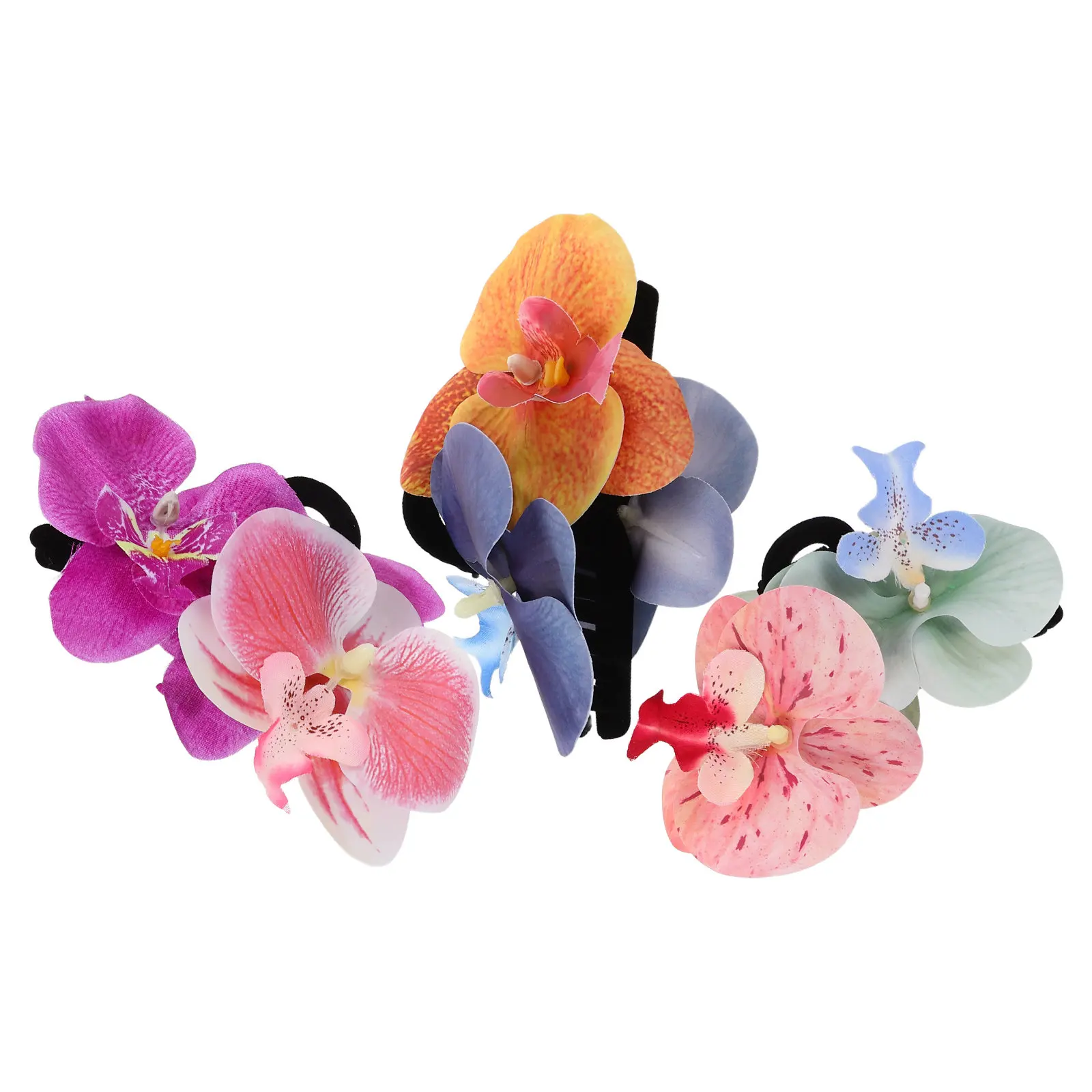 

Набор из 3 заколок для волос в виде орхидей (фаленопсис), тропические заколки-крабы для женщин, для летнего отдыха, свадьбы, пляжа