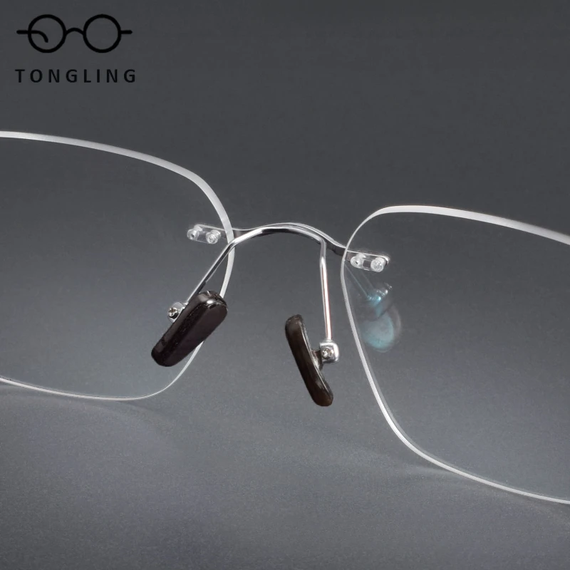 New Men frameless buffalo horn highend light luxury titanium polygonal women spectacle frame supports custom prescription lenses