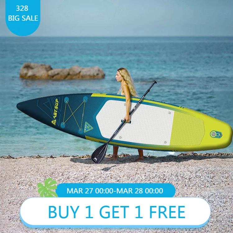 12ft Drop Stitch Inflatable SUP Board Eco-Friendly Portable Stand Up Paddle Board for Wave Surfing