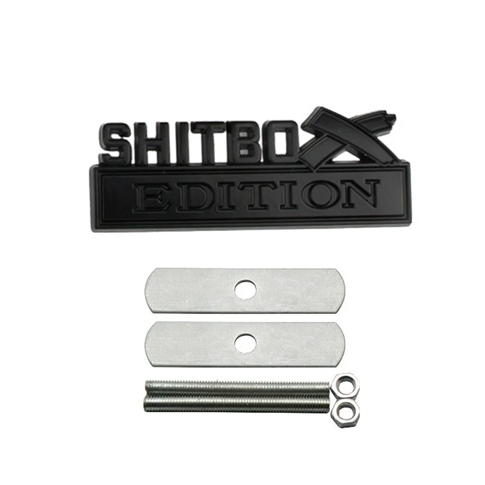 Black SHITBOX EDITION Front Grille Bumper Emblem for Sierra Silverado Ram F150 Stickers Accessories