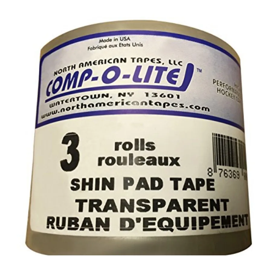 North American Tapes,,Hockey Tape, 3 Rolls Per Pack, Clear Poly Shin Pad, 24MM X 25M Per Roll, Made in USA, Easy Rip and Stretc view 3