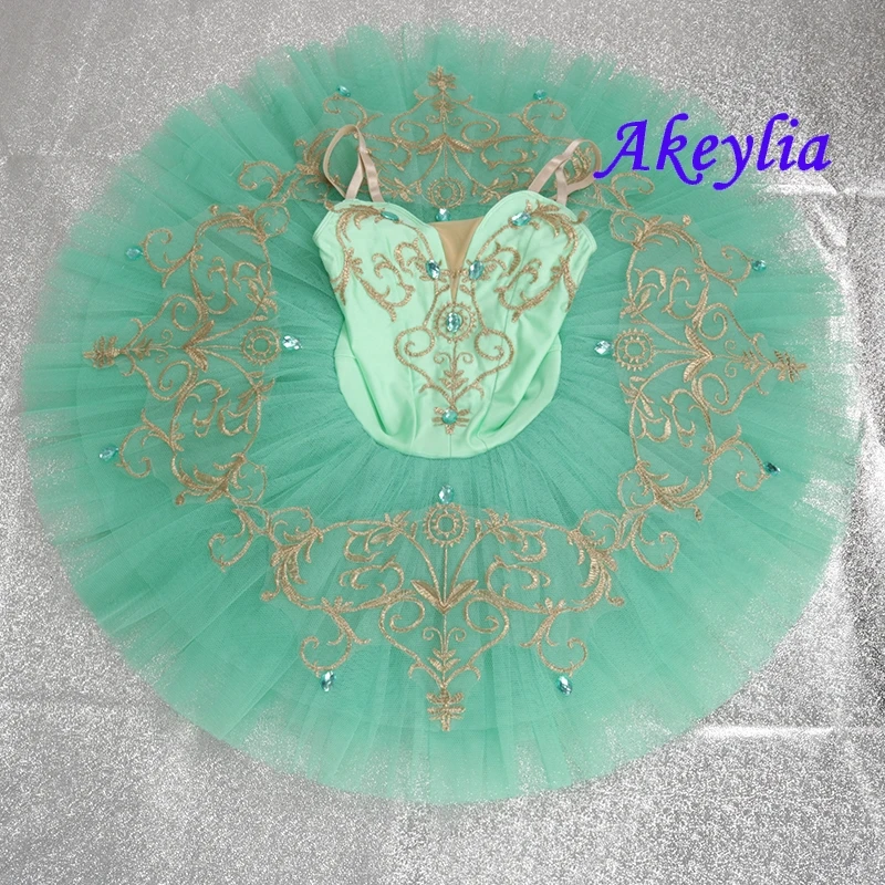 Akeylia white gold Pre-Professional Ballet Tutu girls performance Pancake Tutu Costumes ballet costume sleeping beauty 20048C