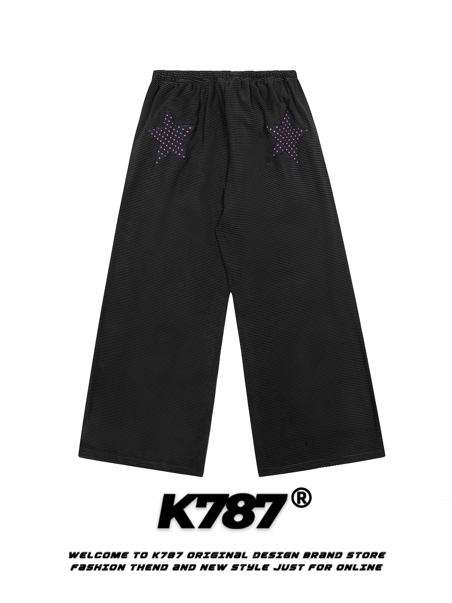 

Женские повседневные прямые спортивные брюки K787 American Sle Streetwear Bla с вышивкой и полосками, свободного кроя, с широкими штанинами
