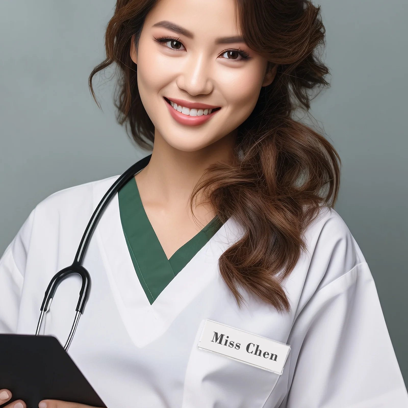 

10Pcs Creative Acrylic Iron Id Badge Holders for Office School Hotel Lightweight High Transparency Employee Name Tags