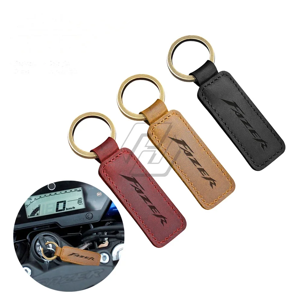 For Yamaha Fazer 250 8 FZ6 FZ8 FZ1 FZS600 Motorcycle Cowhide Keychain Key Ring