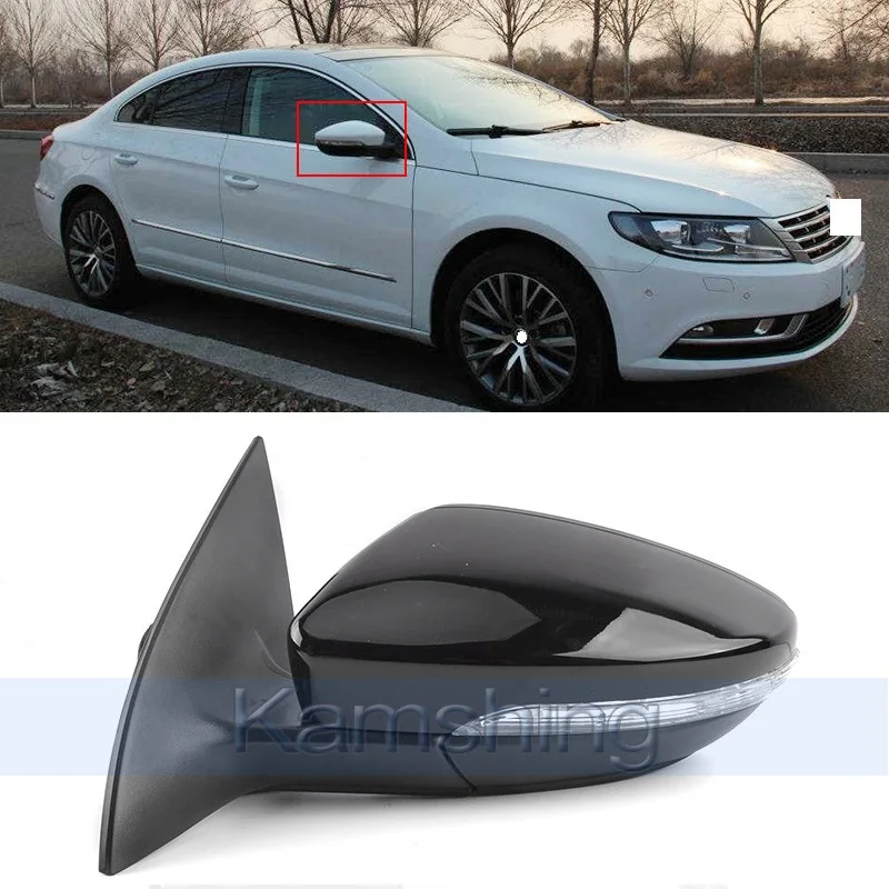 

CAPQX 6/8/9/13 wire For VW Passat CC Sagitar Outside Rearview Mirror with LED Turn Signal Light Side Reverse Mirror assembly