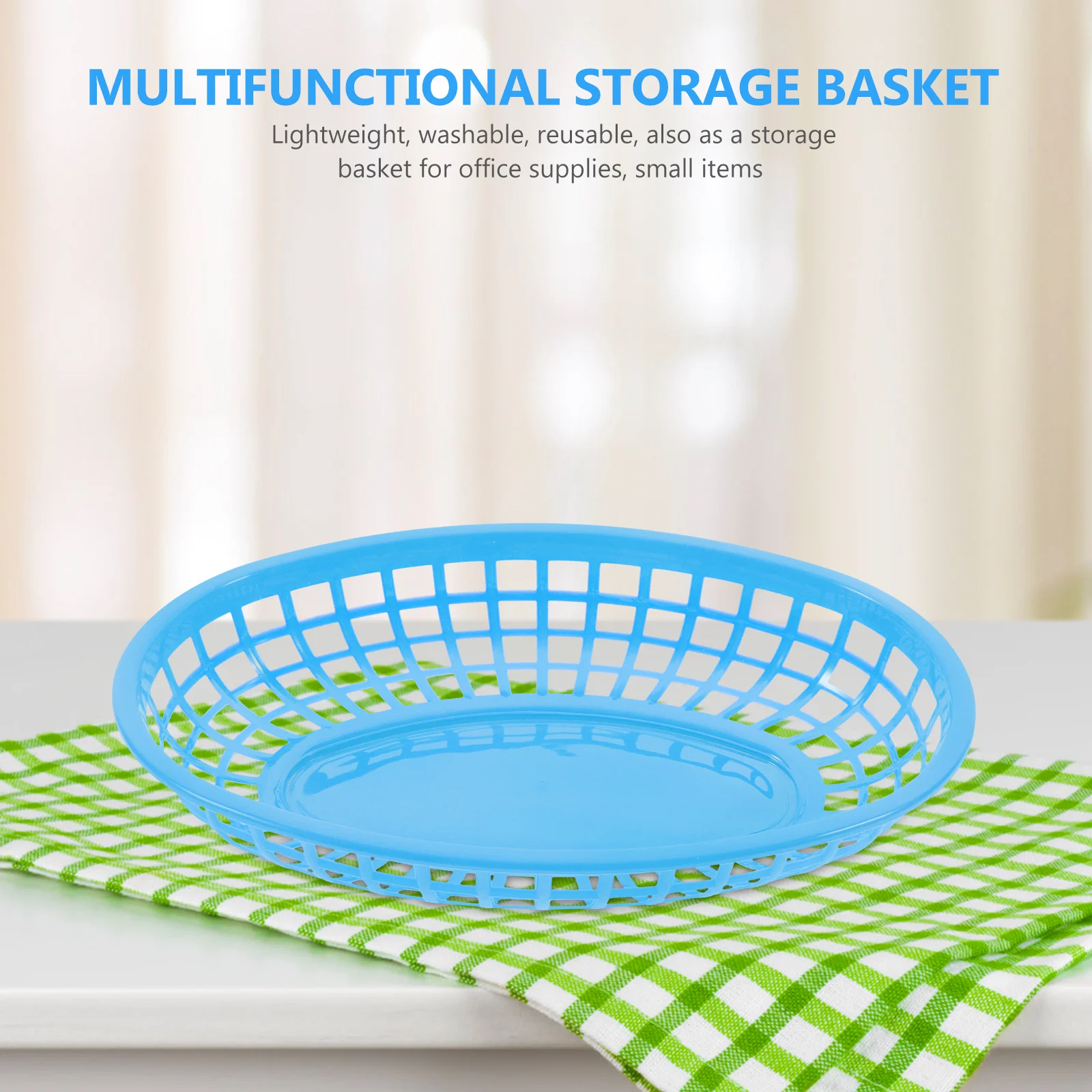 

12pcs Blue Desktop Storage Baskets Food Vegetable Fruit Snack Plates Bowls Sets Reusable Plastic Lightweight Smooth