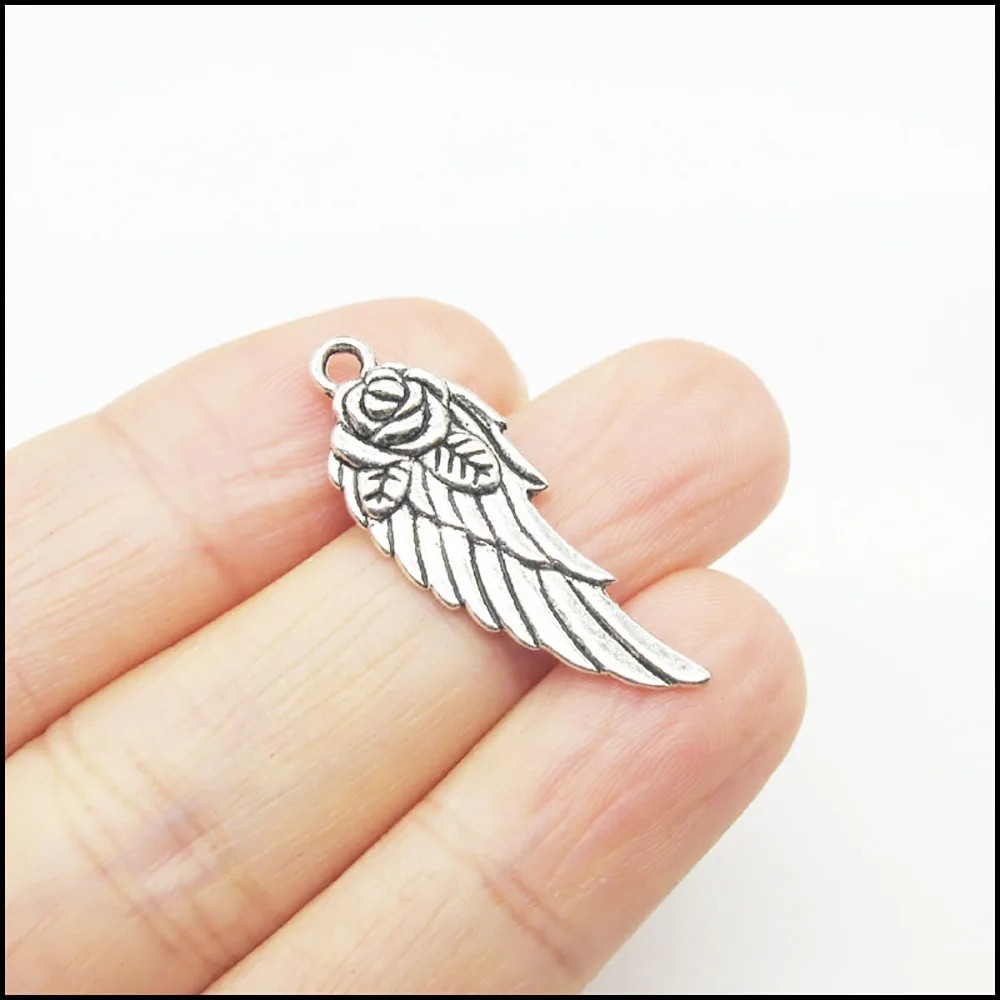 New Charms Antiqued Silver Color Heart Angel Wings Chinese Knot Charms Pendants DIY J034