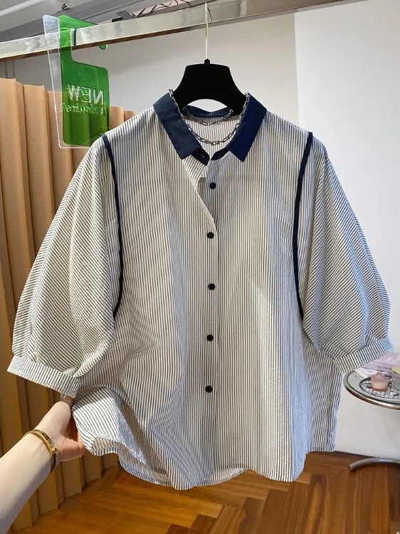 Gestreiftes, lässiges irt ort Sve Loose Fit Five Sve Mid Sve Top für Damen, modisch, vielseitig, für den Sommer, Neuankömmling