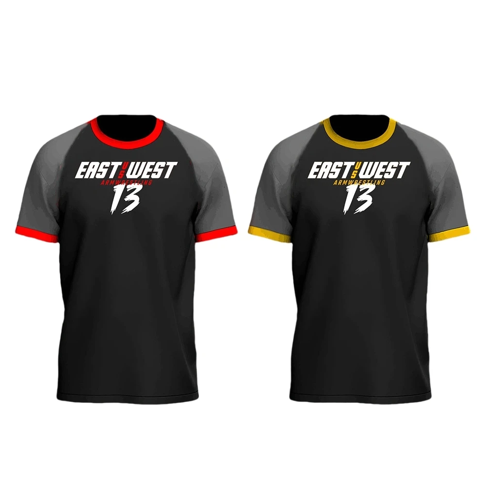 East vs West Devon Larratt Arm Wrestling Team Jersey Wrist Enthusiasts Training Fitness Game-day Uniform Clothes Short