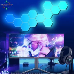 1-12 RGB TuYa WIFI Bluetooth LED Hexagon Lamps Indoor Wall Light APP Control Night Light For Computer Game Bedroom Decoration