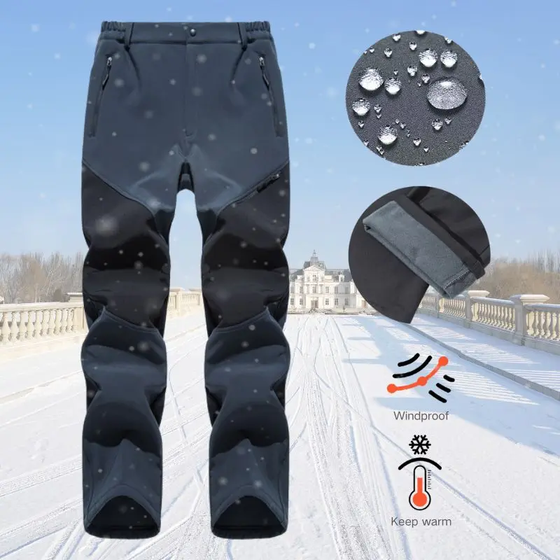 

Мужские лыжные брюки для пешего туризма на флисовой подкладке, водонепроницаемые зимние теплые брюки для кемпинга, треккинга, работы на открытом воздухе, охоты