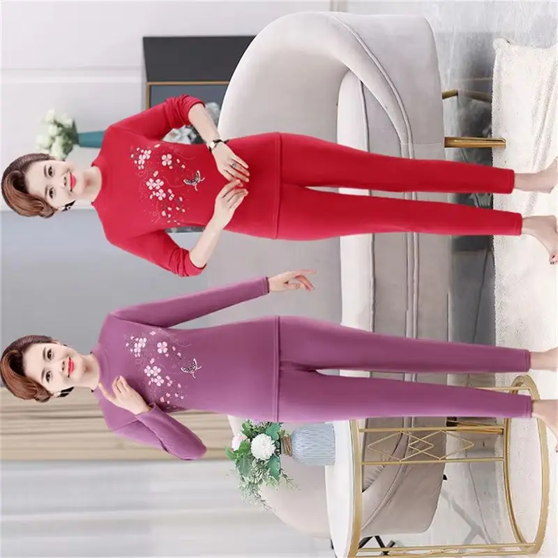 

Модное женское теплое нижнее белье для женщин, толстый бархат, подходит для мамы, внешний комплект защиты от холода для бабушки, зимний комплект