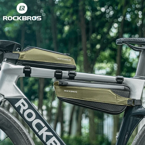 ROCKBROS bolsa para tubo de bicicleta 1.4L gran capacidad portátil ligera reflectante conjunto de bolsa combinada para bicicleta de montaña y carretera