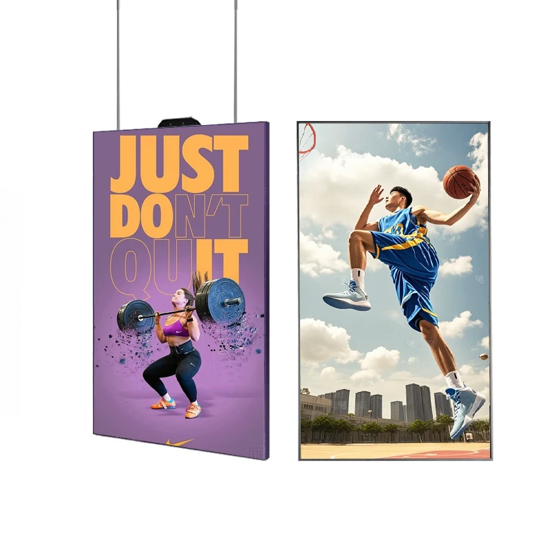 Hochwertiger Werbeplayer, 49 Zoll, digitale Beschilderung, 2500 Nits, hängender Seilwand für Walmart Supermarkt-Werbedisplay