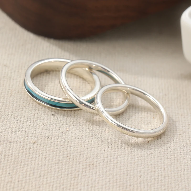 Vintage handgeschnitztes Damen-Ringset aus silberfarbenem Metall für den täglichen Gebrauch, Partyschmuck, Jubiläumsgeschenk. – Detail 3