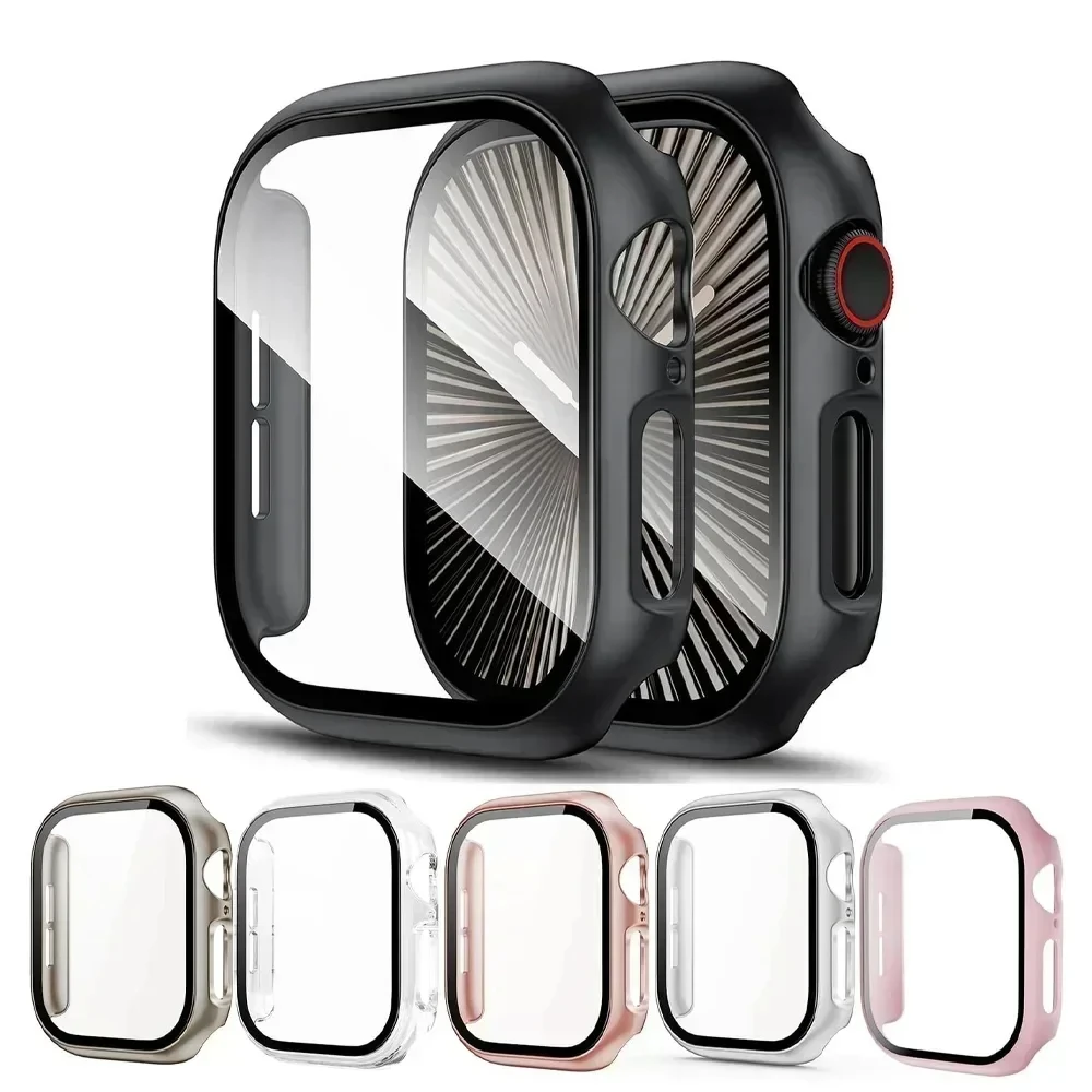 Glass+Case+Strap for Apple Watch Band 45mm 44mm 41mm 40mm 46mm 42mm Screen Protectors for Apple IWatch Series 10 8 7 6 SE 5 4 3