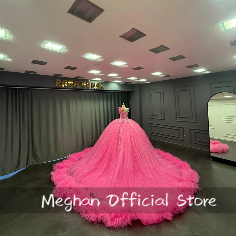 

Fuchsia Sweet 16 Dress Vestido 15 Aos Con Cola Desmontable Vestidos De Quinceaneras Ball Gown Prom Dress with Long Train