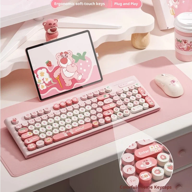 

Беспроводной комплект клавиатуры и мыши Disney Y98, бесшумный, с механическим ощущением при нажатии, стильный дизайн для девочек, для офиса, для ноутбука, настольного компьютера