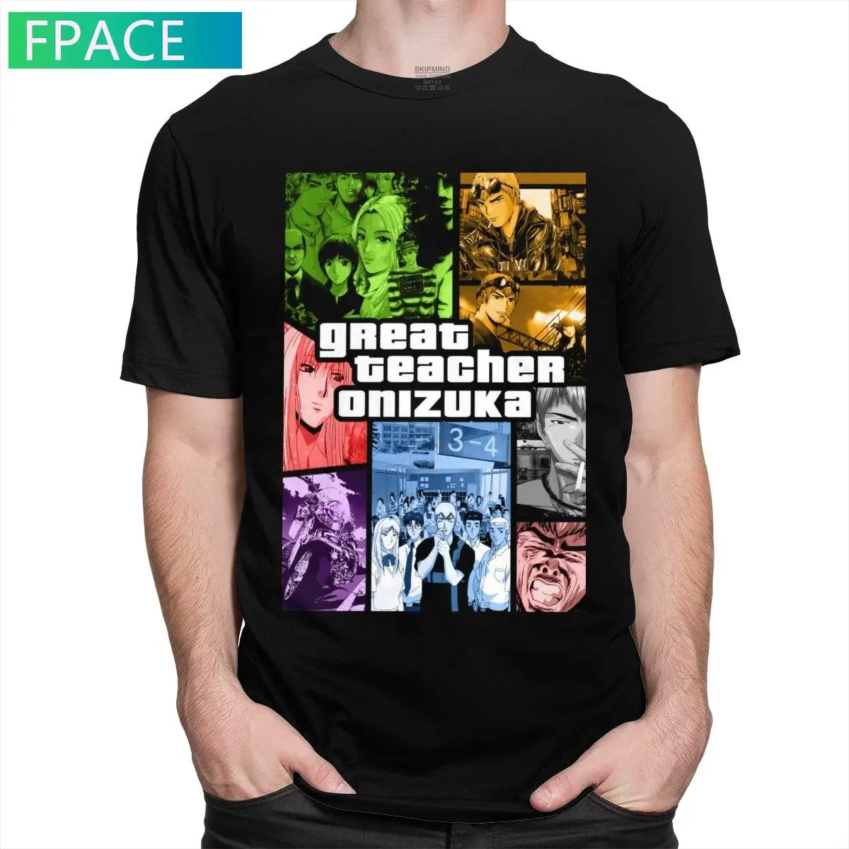 Great Teacher Onizuka Tshirt Men Pure Cotton Japanese Manga Eikichi T-shirt Anime GTO T Shirt Short Sleeve Fashion Tee Top Gift