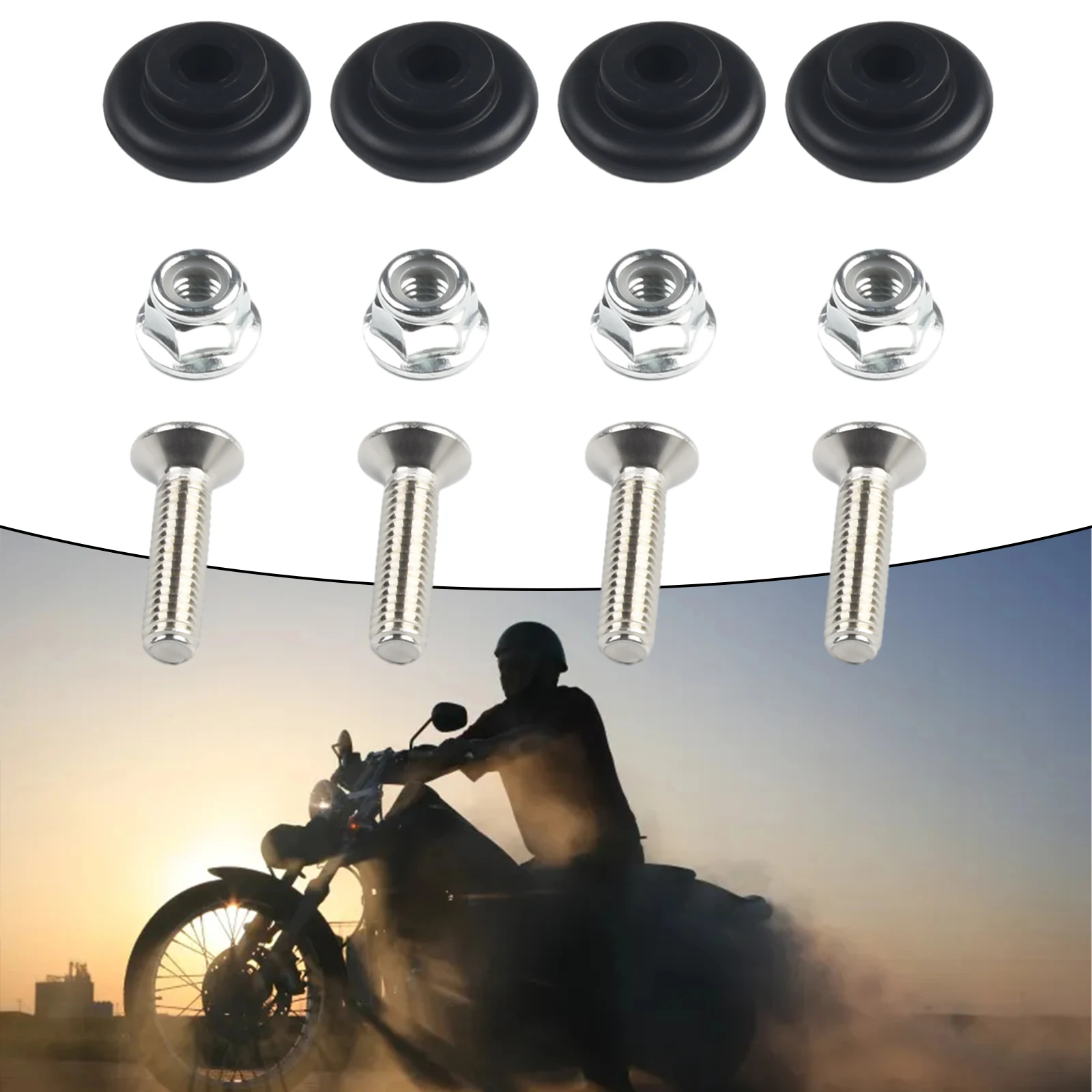 4 Sets 12 Pieces Motorcycle Luggage Bushing Pads for Rack Holder Bracket CNC Aluminum Alloy with Plastic for Secure Mounting