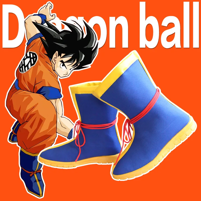 Zapatos de cosplay de Son Goku de la serie de dibujos animados Dragon Ball, botas para Halloween y carnavales, accesorio de cosplay, zapatos azules y rojos, hechos a medida.