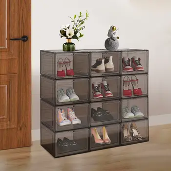 12個裝可堆疊鞋盒,獨立式鞋櫃,多功能壓克力鞋展示櫃,附磁性門 6 最佳銷售 亞克力家具 - №3