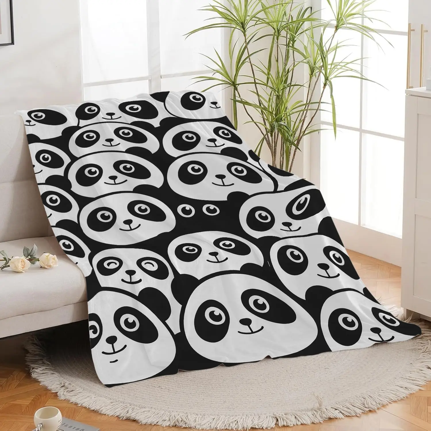 Funny Panda Blanket Cute Panda Soft Cozy Throw Blanket Animal Decor Super Plush Warm Stuff Lightweight Fleece Flannel Blankets