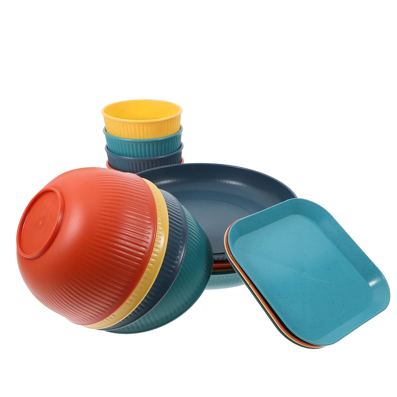 

1 set 1 6-Piece Dinnerware Set Plates Bowls Cups Unbreakable Lightweight Camping Tableware Outdoor Party Bbq Dish Set